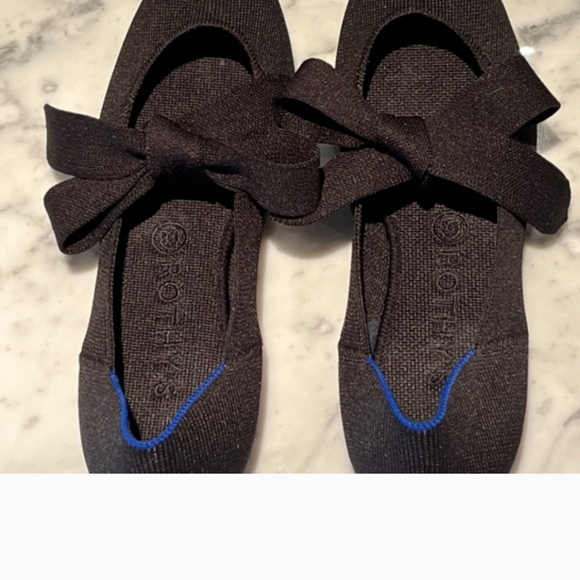 ROTHY'S Pointed Toe Bow Mary Jane Ballet Flats Black Size 6.5 Retired - Picture 6 of 6